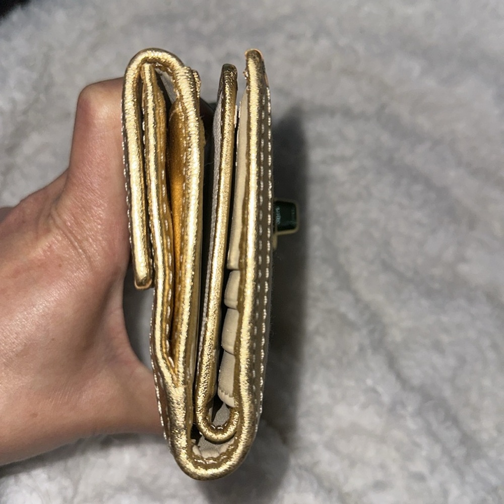 Coach Gold metallic cream and brown signature canvas long Wallet bundle - Picture 3 of 16